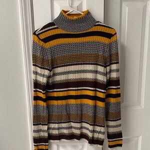 Xhilaration Women's Turtleneck Sweater - Brown, Yellow, Cream